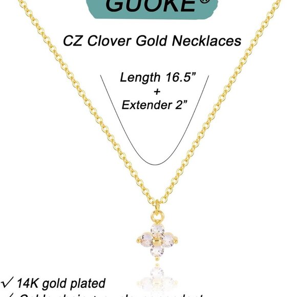 14K Gold Plated Necklace for Women - Dainty Flower, Leaf, Bead, Tree, Bee, Sun, - Picture 6 of 7